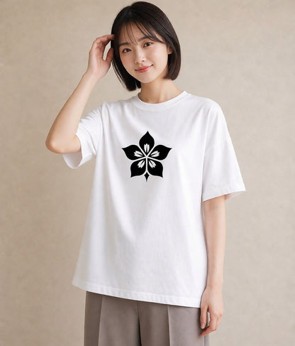 半袖Tシャツ レディース 扇子 そよ風 ナチュラル アンティーク イラスト カジュアル ペアコーデ 秋コーデ 白T YMAZO