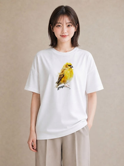 半袖Tシャツ レディース シマエナガ しまえなが 動物 アニマル イラスト カジュアル 通勤 在宅 白T YMAZO
