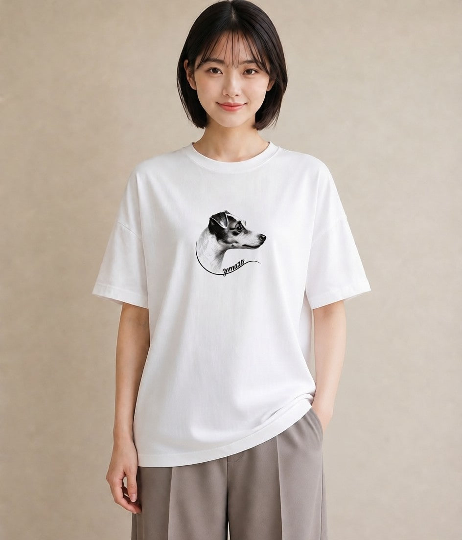 プリントTシャツ レディース ジャックラッセルテリア 犬 いぬ イラスト カジュアル 秋コーデ おしゃれギフト 白T YMAZO
