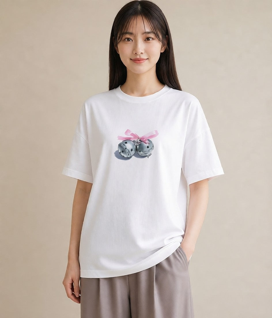 半袖Tシャツ レディース 風鈴 ガラス 夏 ナチュラル アンティーク イラスト ユニーク 在宅 公園 白T YMAZO