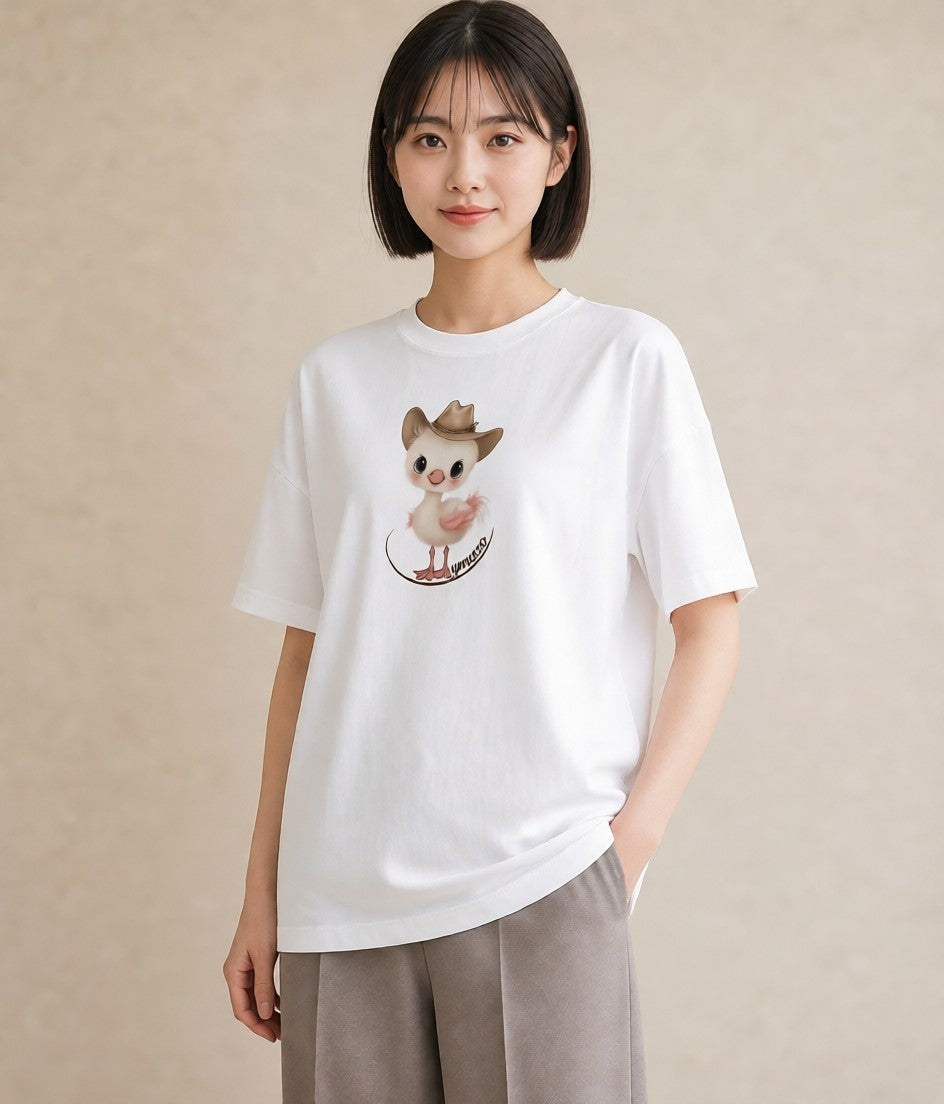 半袖Tシャツ レディース フラミンゴ 動物 アニマル イラスト 手描き風 カフェ巡り 女子会 白T YMAZO