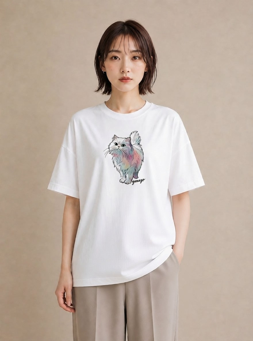 デザインTシャツ レディース ソマリ 猫 ねこ イラスト 北欧風 ギフト 母の日 白T YMAZO