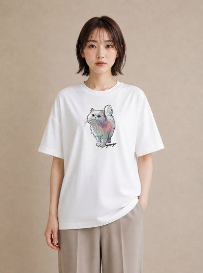 デザインTシャツ レディース ソマリ 猫 ねこ イラスト 北欧風 ギフト 母の日 白T YMAZO