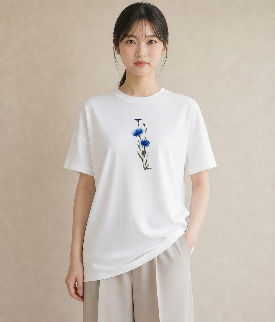 デザインTシャツ レディース カーネーション 花 花柄 イラスト 水彩風 休日 ペアコーデ 白T YMAZO