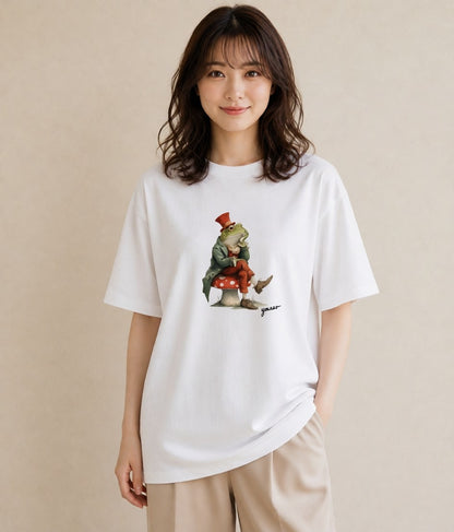 デザインTシャツ レディース アマガエル ペット 動物 イラスト 個性的 夏コーデ 通学 白T YMAZO
