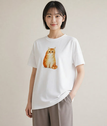 Tシャツ レディース ペルシャ 猫 ねこ イラスト お揃い 親子 白T YMAZO