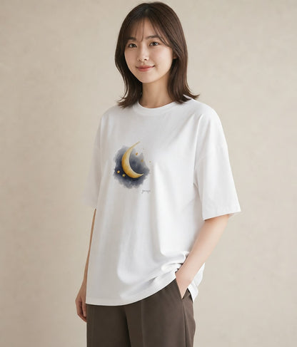 プリントTシャツ レディース 牡羊座 星空 宇宙 イラスト ゆるコーデ 夏コーデ 通学 白T YMAZO