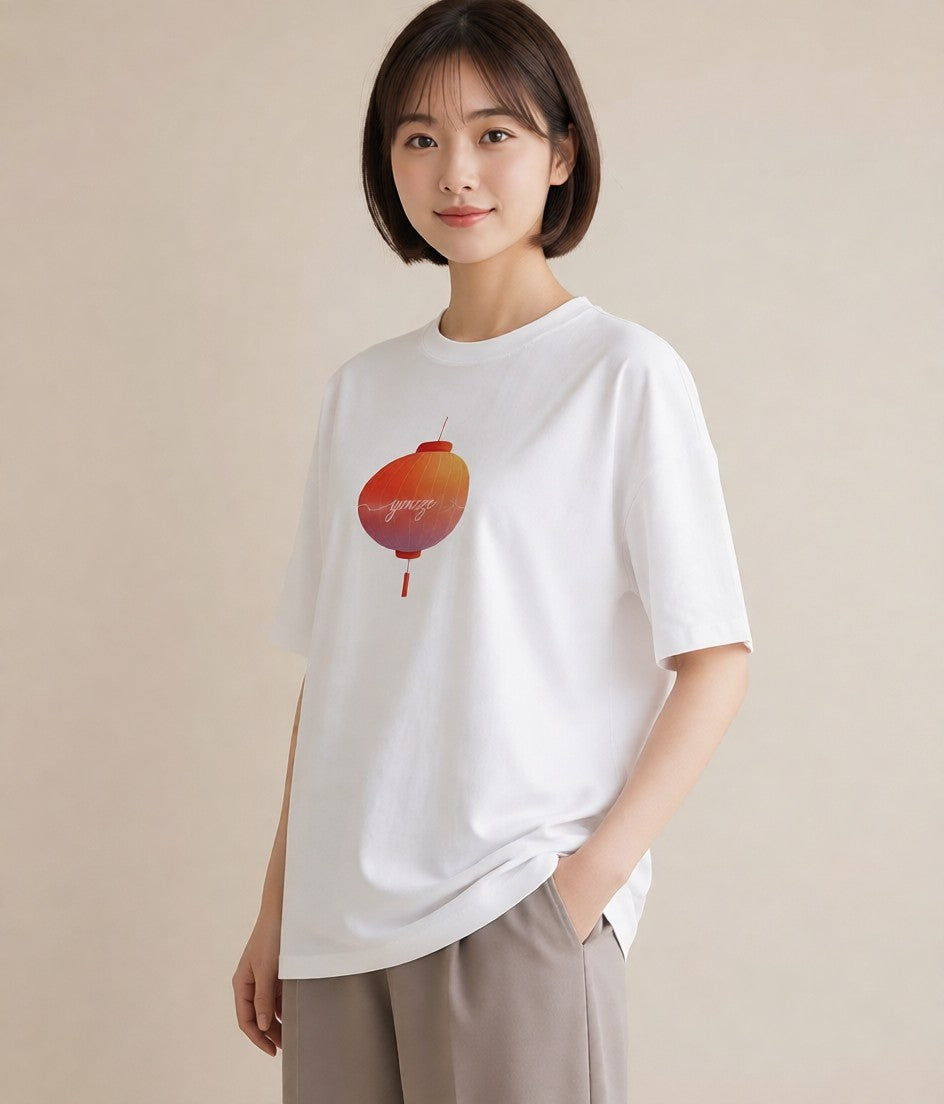 半袖Tシャツ レディース 風鈴 ガラス 夏 ナチュラル アンティーク イラスト 水彩風 カフェ服 クリスマス 白T YMAZO