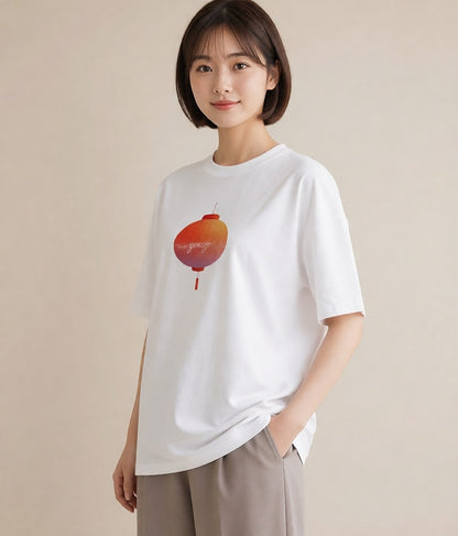 半袖Tシャツ レディース 風鈴 ガラス 夏 ナチュラル アンティーク イラスト 水彩風 カフェ服 クリスマス 白T YMAZO