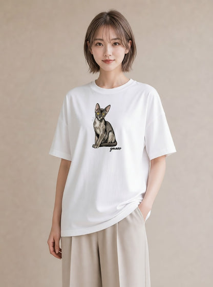 プリントTシャツ レディース ソマリ 猫 ねこ イラスト ゆるコーデ 社会人 女性 白T YMAZO