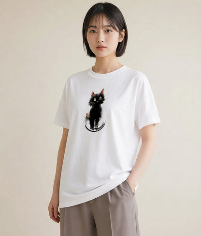 グラフィックTシャツ レディース 猫好き 猫 ねこ イラスト ユニーク ミセス 春コーデ 白T YMAZO