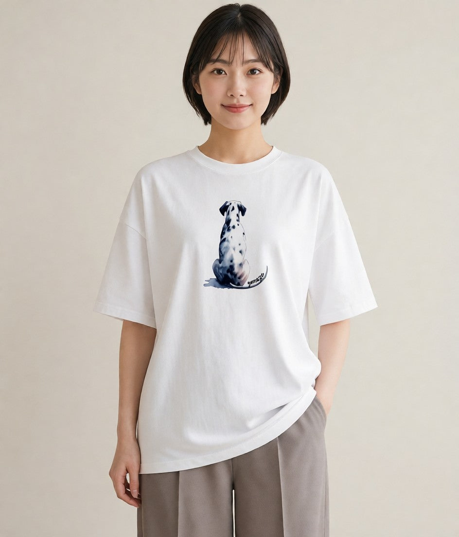 プリントTシャツ レディース ダルメシアン 犬 いぬ イラスト 抜け感 親子 20代 白T YMAZO