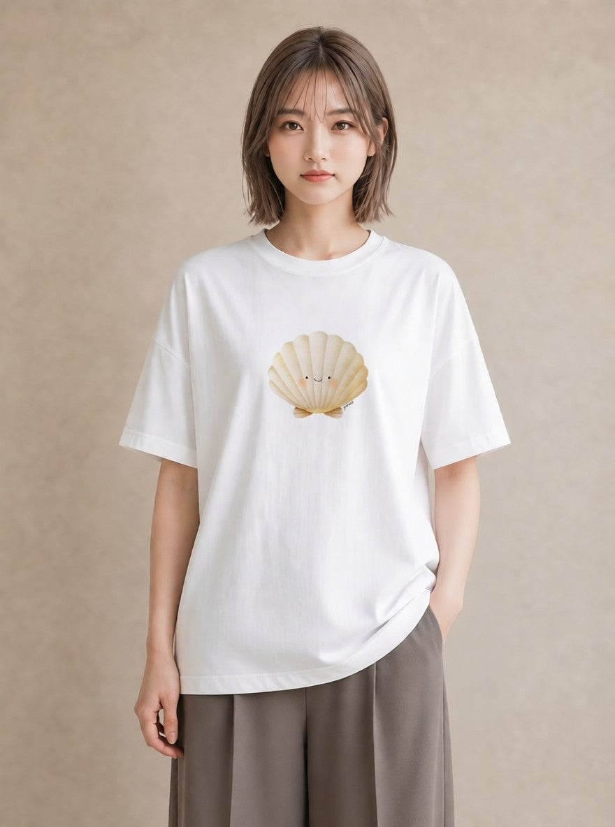 Tシャツ レディース 人魚 海の生き物 海 イラスト 個性的 休日 ペアコーデ 白T YMAZO