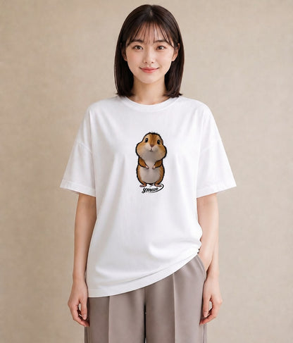 半袖Tシャツ レディース キンクマハムスター ペット 動物 イラスト 上品 親子 20代 白T YMAZO