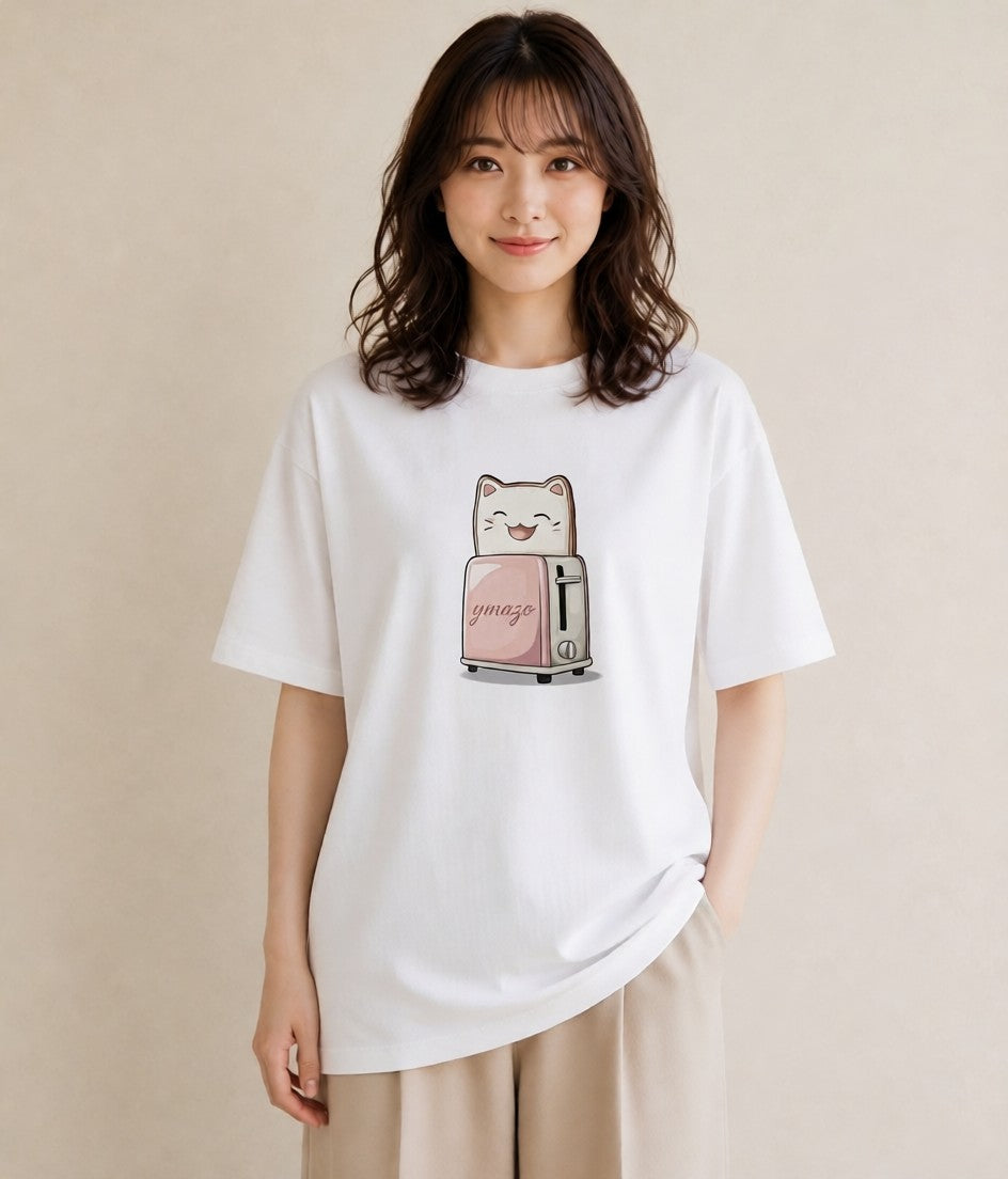 プリントTシャツ レディース 食パン 食べ物 フード イラスト ポップ 帰省 ラフ 白T YMAZO