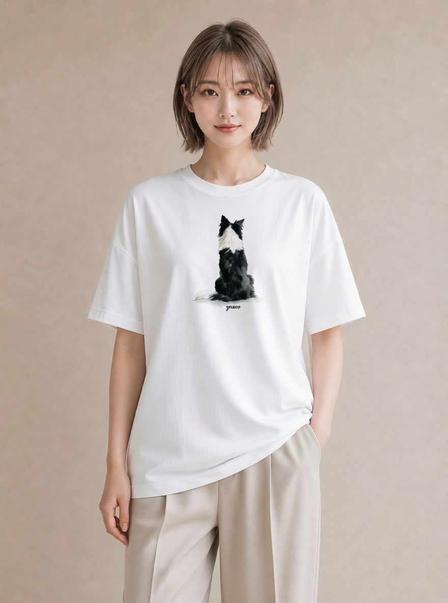 グラフィックTシャツ レディース 犬 いぬ イラスト レトロ 送別ギフト 通勤 白T YMAZO