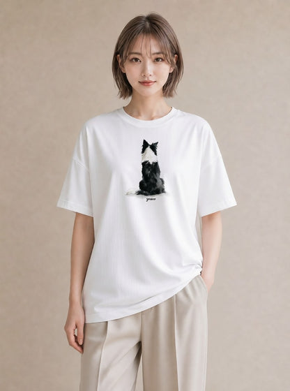グラフィックTシャツ レディース 犬 いぬ イラスト レトロ 送別ギフト 通勤 白T YMAZO