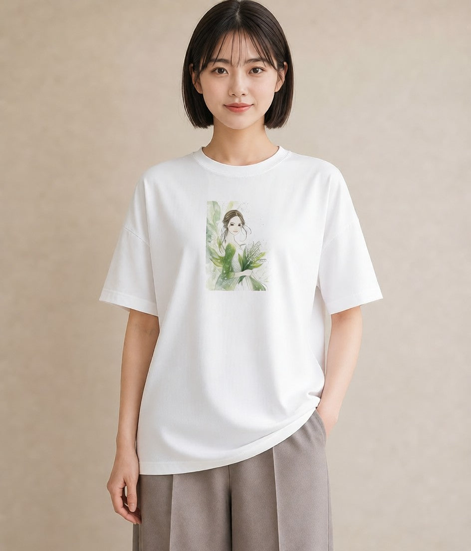 グラフィックTシャツ レディース すずらん 花 花柄 イラスト ゆるコーデ 旅行 母娘コーデ 白T YMAZO