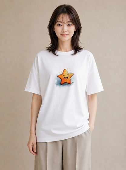 デザインTシャツ レディース 星 星空 宇宙 イラスト シンプル 送別ギフト 通勤 白T YMAZO