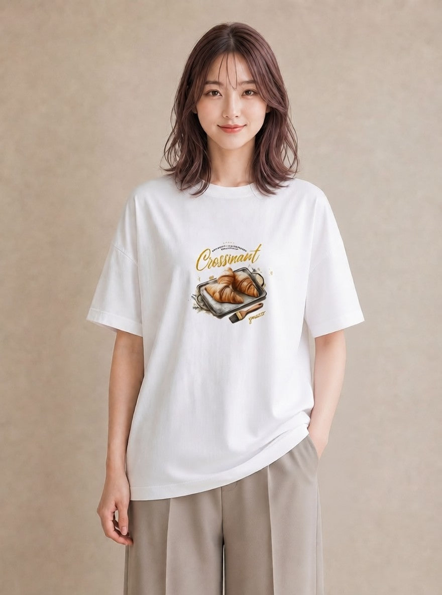 デザインTシャツ レディース パン ベーカリー レトロ イラスト カフェ服 クリスマス 白T YMAZO