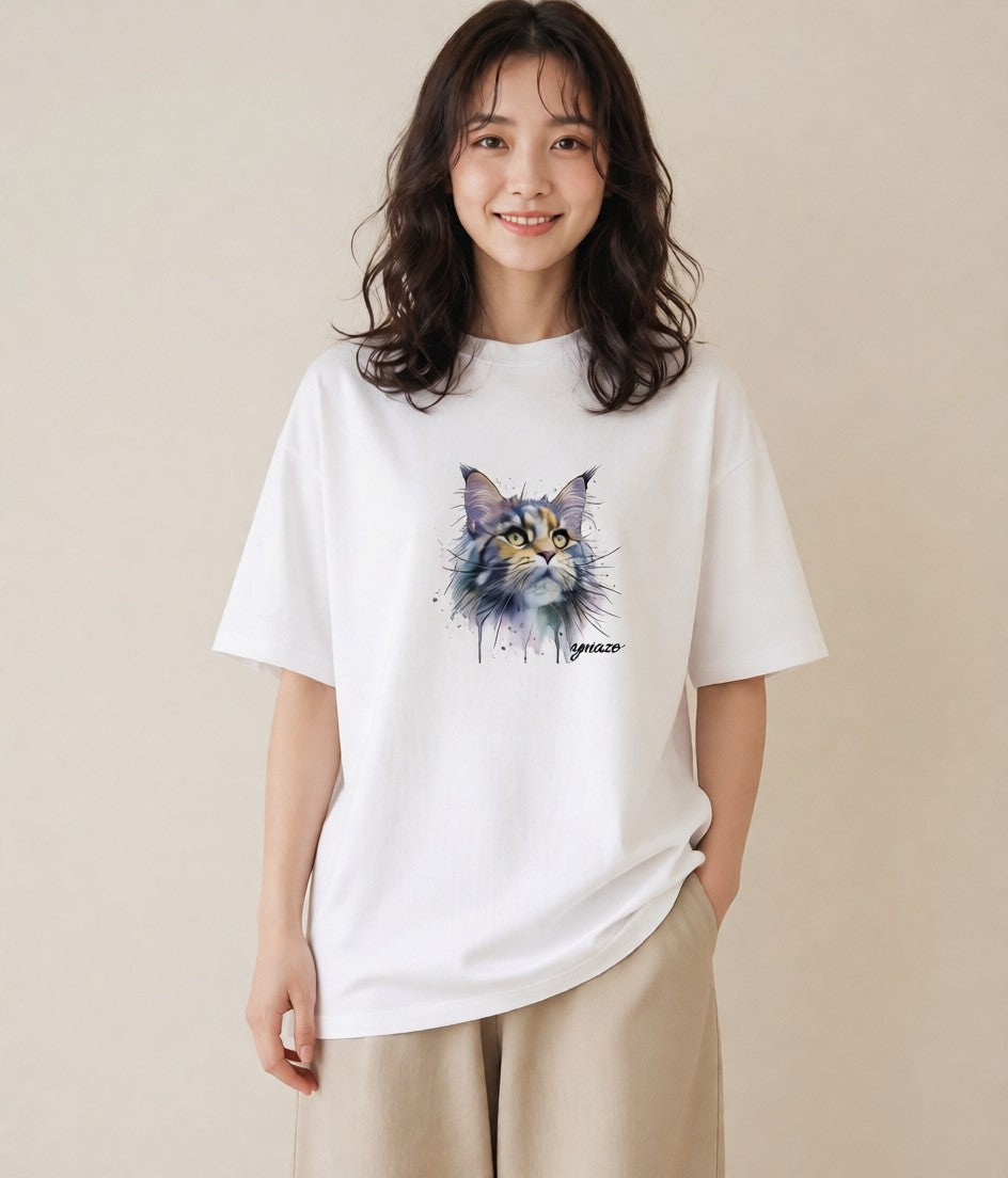 半袖Tシャツ レディース 猫の手 猫 ねこ イラスト シンプル お出かけ 普段着 白T YMAZO
