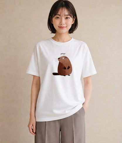 デザインTシャツ レディース ラッコ 動物 アニマル イラスト 姉妹 送別ギフト 白T YMAZO