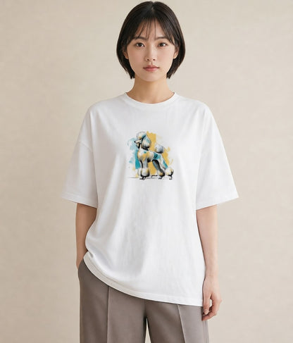 デザインTシャツ レディース トイプードル プードル 犬 いぬ イラスト レトロ おしゃれギフト 社会人 白T YMAZO