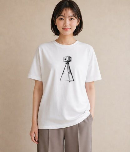 プリントTシャツ レディース カメラ フィルムカメラ レトロカメラ イラスト 手描き風 旅行 母娘コーデ 白T YMAZO