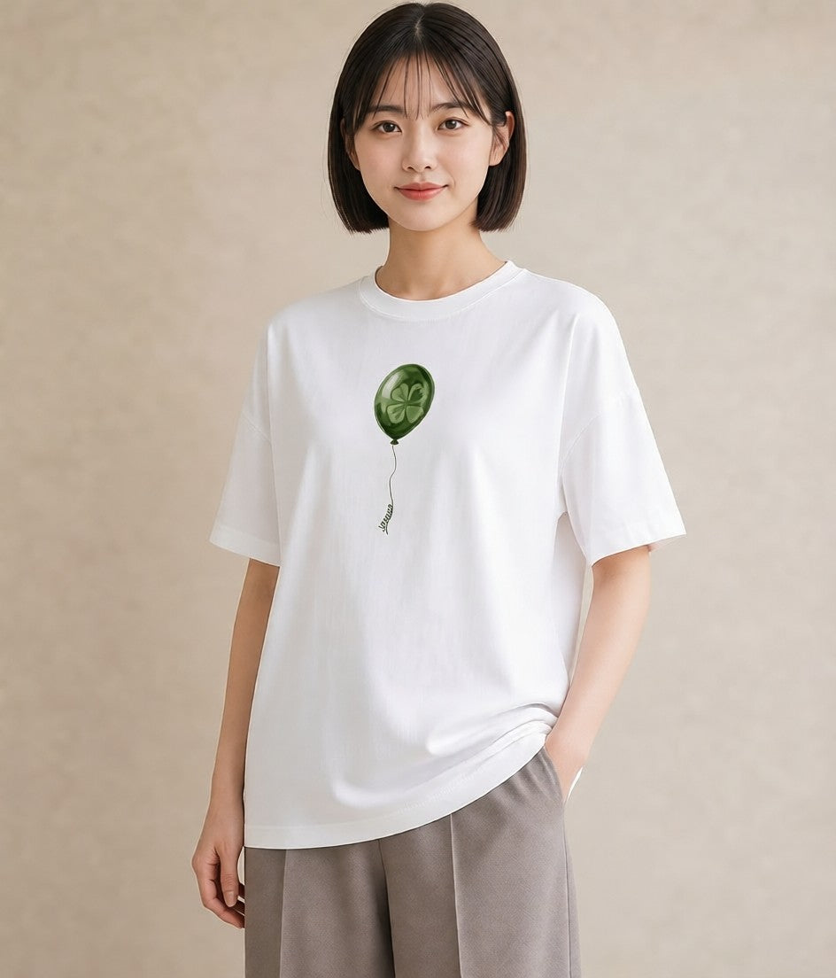 デザインTシャツ レディース 紙風船 和紙 ナチュラル アンティーク イラスト 北欧風 ルームウェア ギフト 白T YMAZO