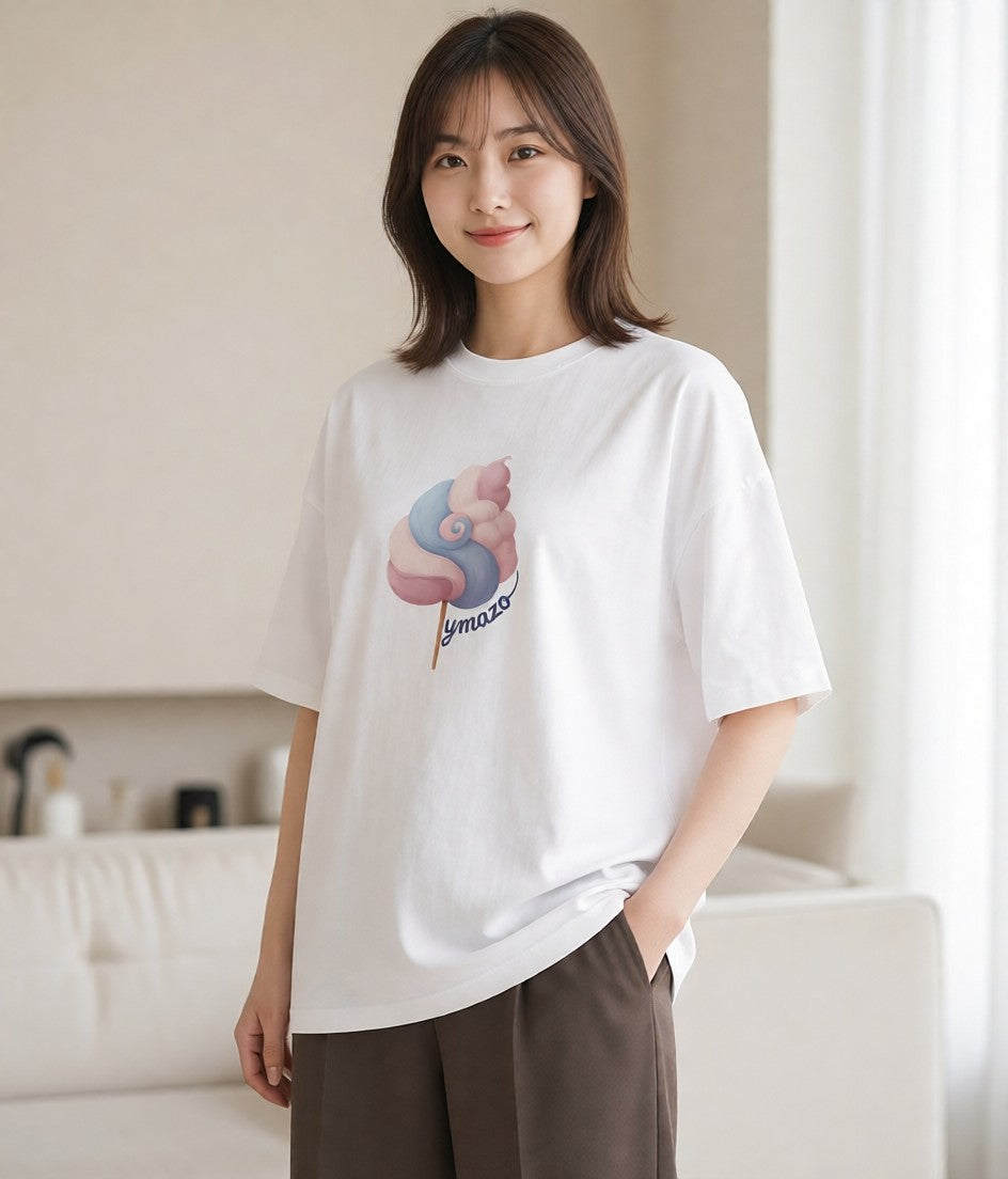デザインTシャツ レディース キャンディ 食べ物 フード イラスト 可愛い 20代 カジュアルコーデ 白T YMAZO