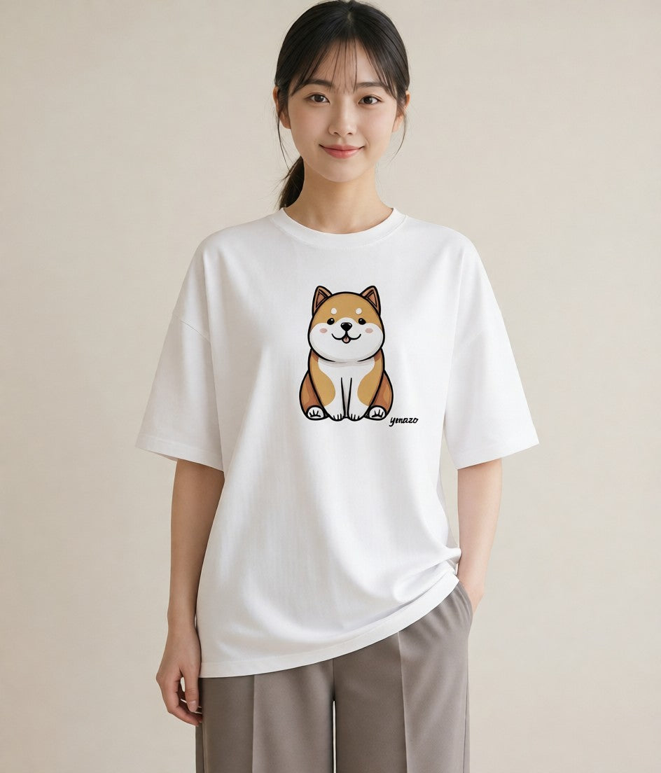 グラフィックTシャツ レディース 柴犬 しばいぬ 犬 いぬ イラスト ゆるコーデ 送別ギフト 通勤 白T YMAZO