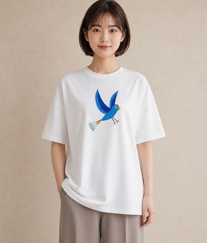 グラフィックTシャツ レディース セキセイインコ ペット 動物 イラスト 可愛い 社会人 女性 白T YMAZO