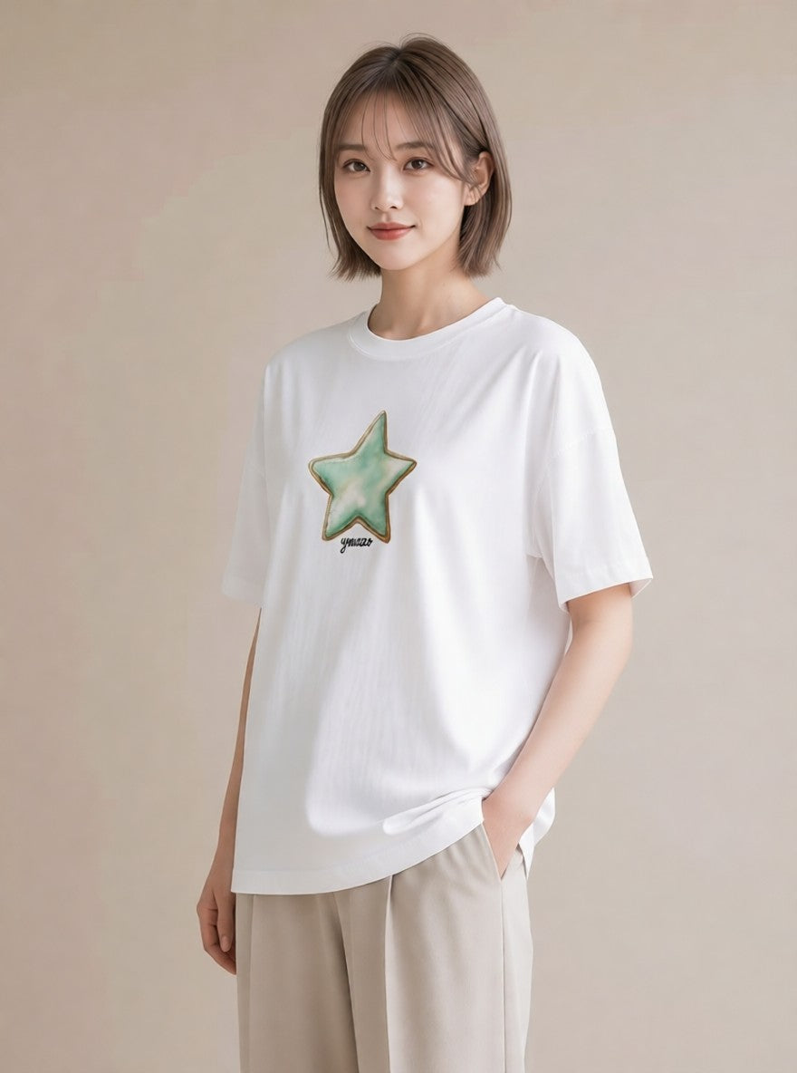 プリントTシャツ レディース 天の川 星空 宇宙 イラスト シンプル 敬老の日 ホワイトデー 白T YMAZO