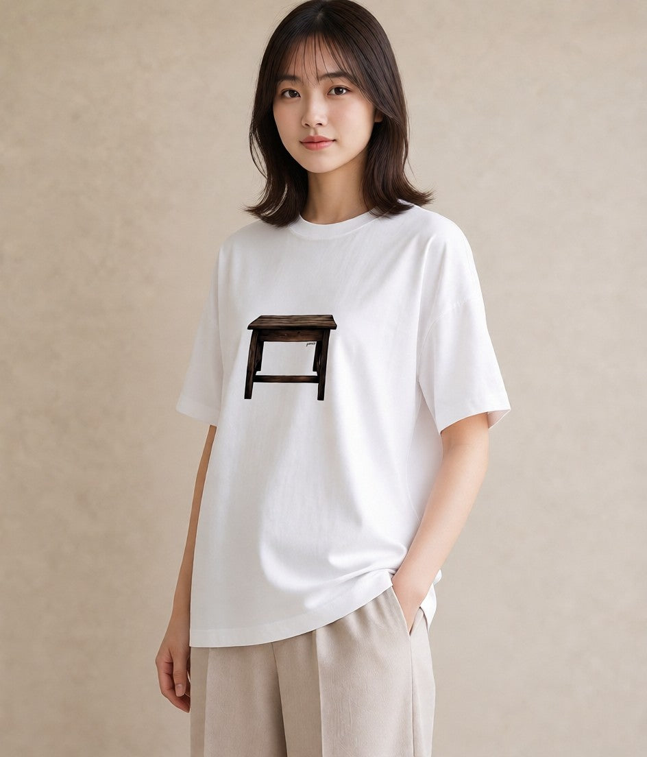 プリントTシャツ レディース 雨上がりのベンチ ベンチ ナチュラル アンティーク イラスト ゆるかわ 春コーデ 姉妹 白T YMAZO