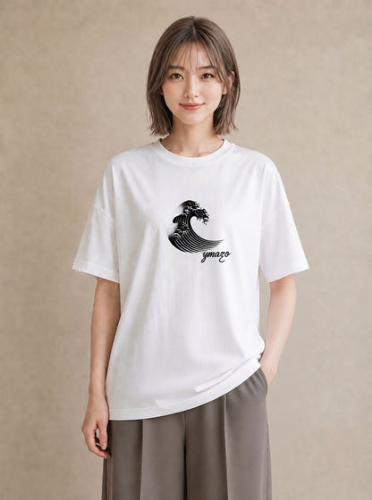 グラフィックTシャツ レディース 紙の船 水辺 ナチュラル アンティーク イラスト 散歩 お出かけ 白T YMAZO