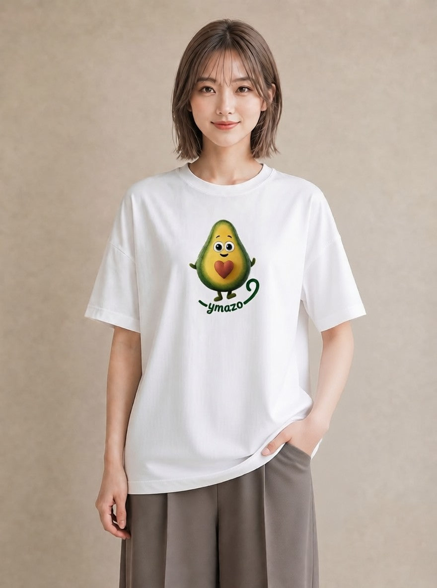 プリントTシャツ レディース アボカド 食べ物 フード イラスト ヴィンテージ風 お揃い 親子 白T YMAZO