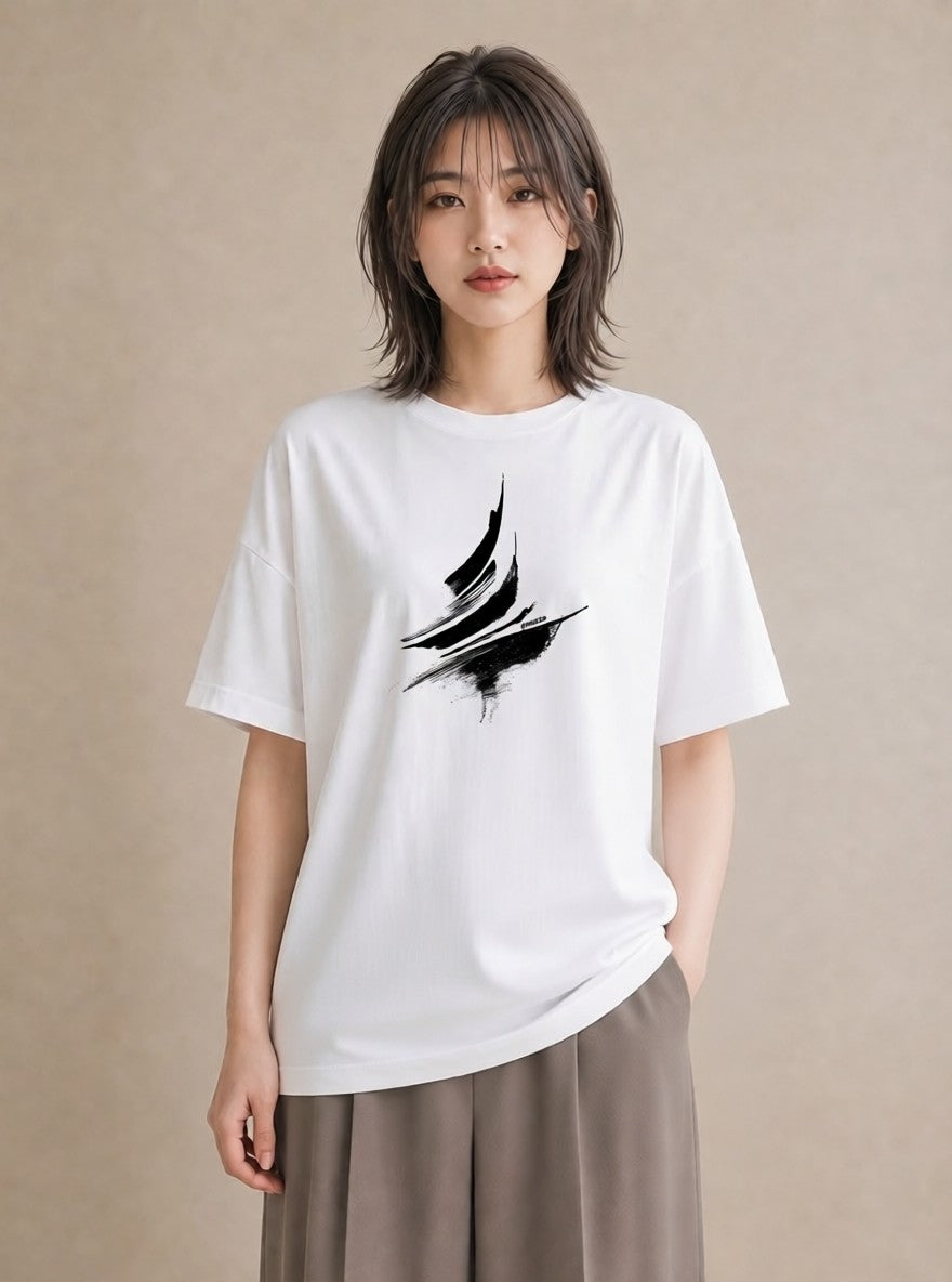 グラフィックTシャツ レディース 紙の船 水辺 ナチュラル アンティーク イラスト カジュアル 母の日 ビーチ 白T YMAZO