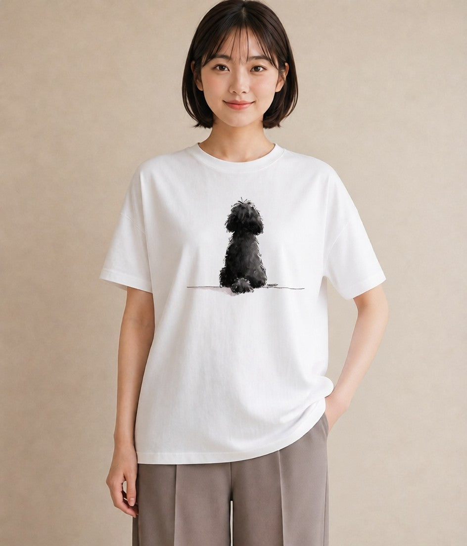 半袖Tシャツ レディース トイプードル プードル 犬 いぬ イラスト 北欧風 友達ギフト 部屋着 白T YMAZO