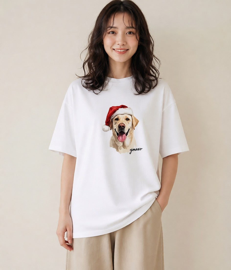 半袖Tシャツ レディース ラブラドールレトリバー 犬 いぬ イラスト 手描き風 公園 ママ 白T YMAZO
