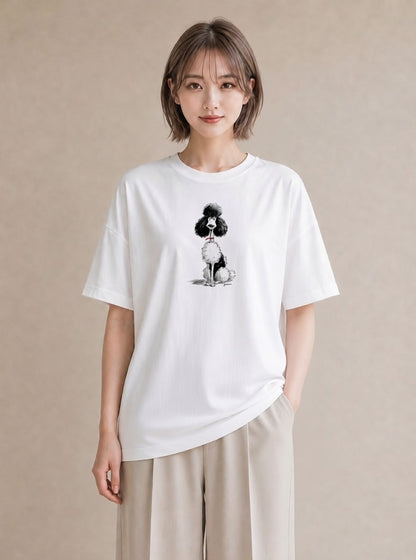 グラフィックTシャツ レディース トイプードル プードル 犬 いぬ イラスト ゆるコーデ 公園 ママ 白T YMAZO