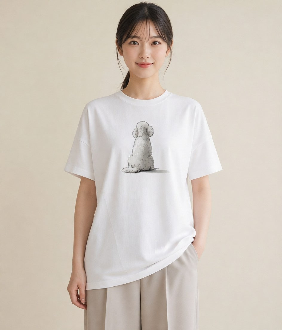 デザインTシャツ レディース ビションフリーゼ 犬 いぬ イラスト レトロ 母の日 ビーチ 白T YMAZO
