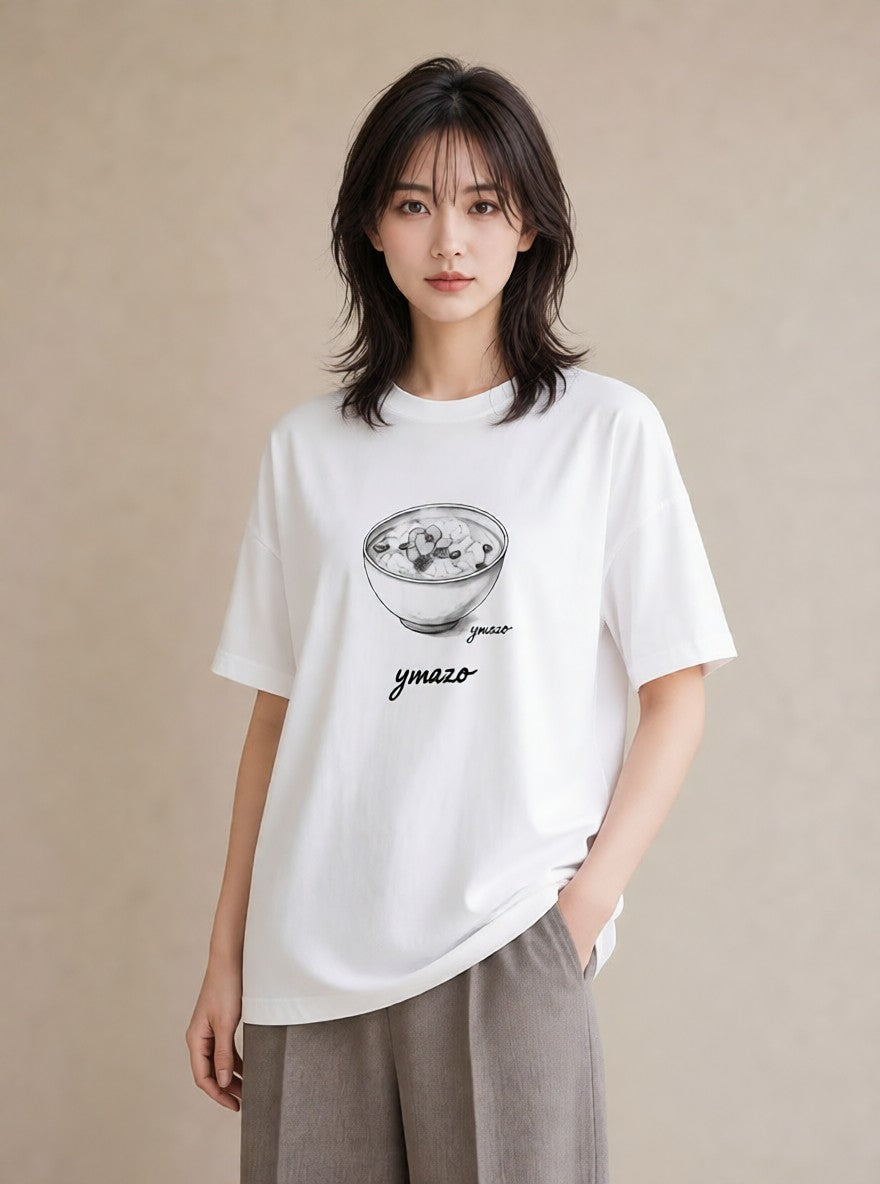 デザインTシャツ レディース ポップコーン 食べ物 フード イラスト ニュアンス 敬老の日 ホワイトデー 白T YMAZO