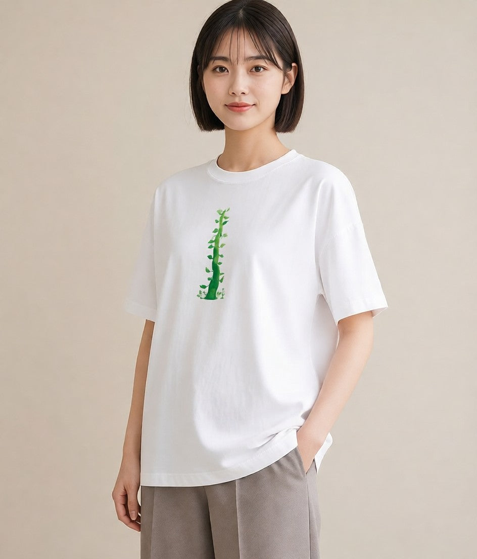 プリントTシャツ レディース 木 植物 ボタニカル イラスト シンプル 綿100 デート 白T YMAZO
