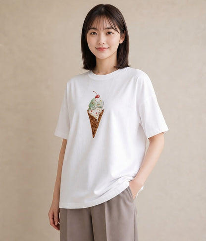 デザインTシャツ レディース チョコ 食べ物 フード イラスト 休日コーデ 親子 20代 白T YMAZO