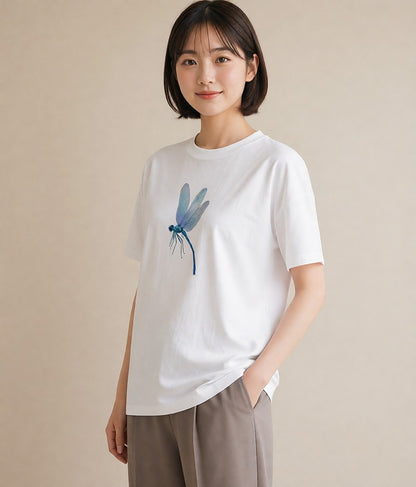 Tシャツ レディース とんぼ 昆虫 虫 イラスト 休日コーデ 部屋着 女性向けギフト 白T YMAZO