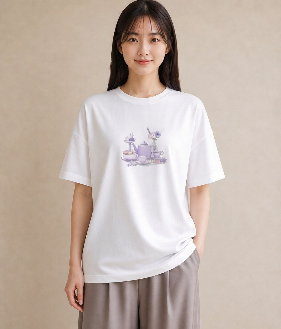 デザインTシャツ レディース 紅茶 食べ物 フード イラスト 手描き風 母娘コーデ 自分用 白T YMAZO
