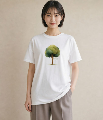 半袖Tシャツ レディース 森 植物 ボタニカル イラスト ミニマル 母の日 ビーチ 白T YMAZO
