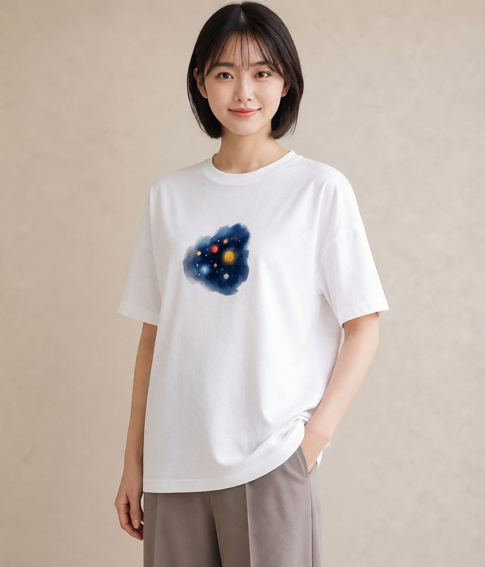 デザインTシャツ レディース 蠍座 星空 宇宙 イラスト ラフ 自分用 ルームウェア 白T YMAZO