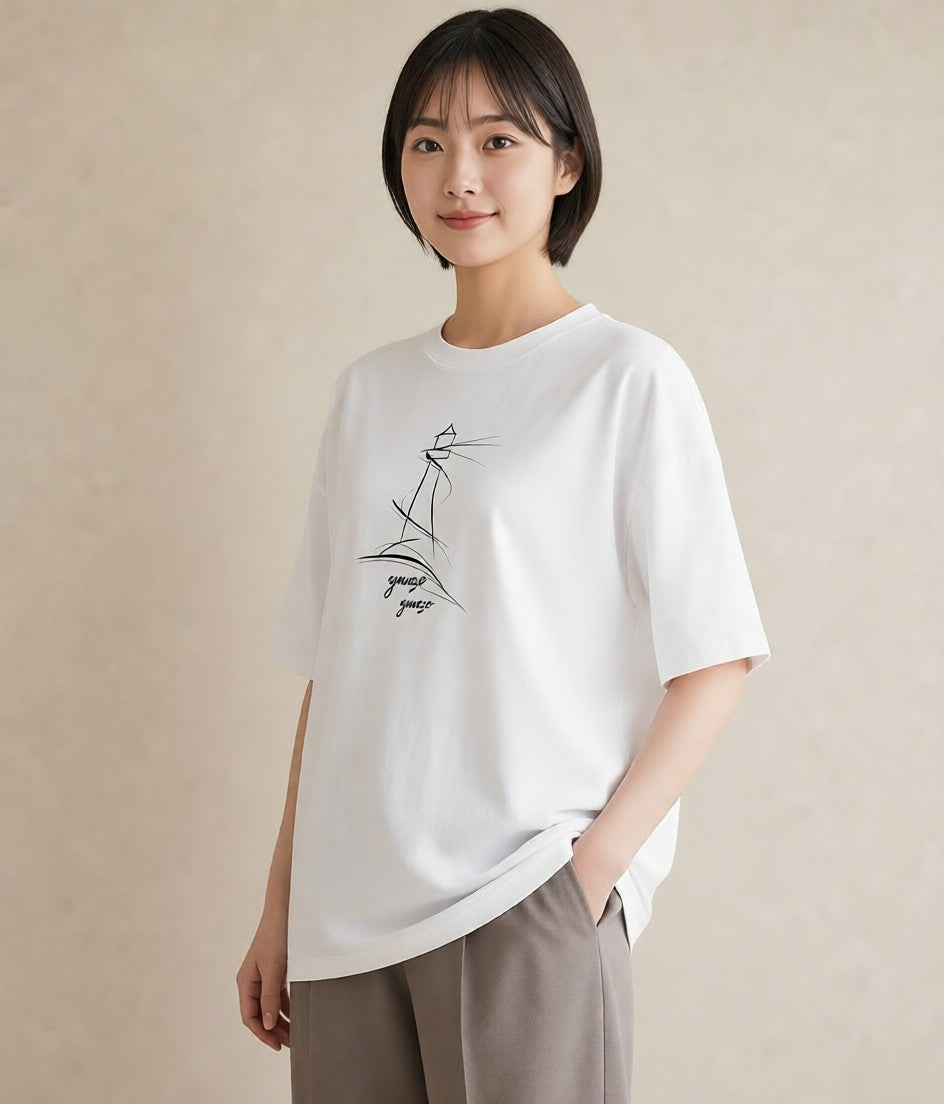 デザインTシャツ レディース 灯台 霧 海 ナチュラル アンティーク イラスト アート風 女性向けギフト 散歩 白T YMAZO