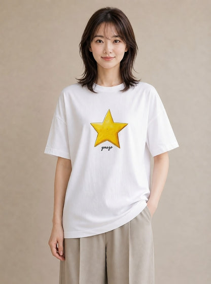 Tシャツ レディース 流れ星 星空 宇宙 イラスト 普段使い 自分用 ルームウェア 白T YMAZO